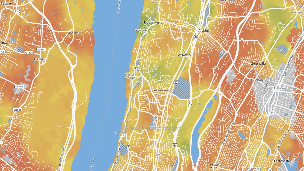Bike Grade map of Hastings-on-Hudson, NY