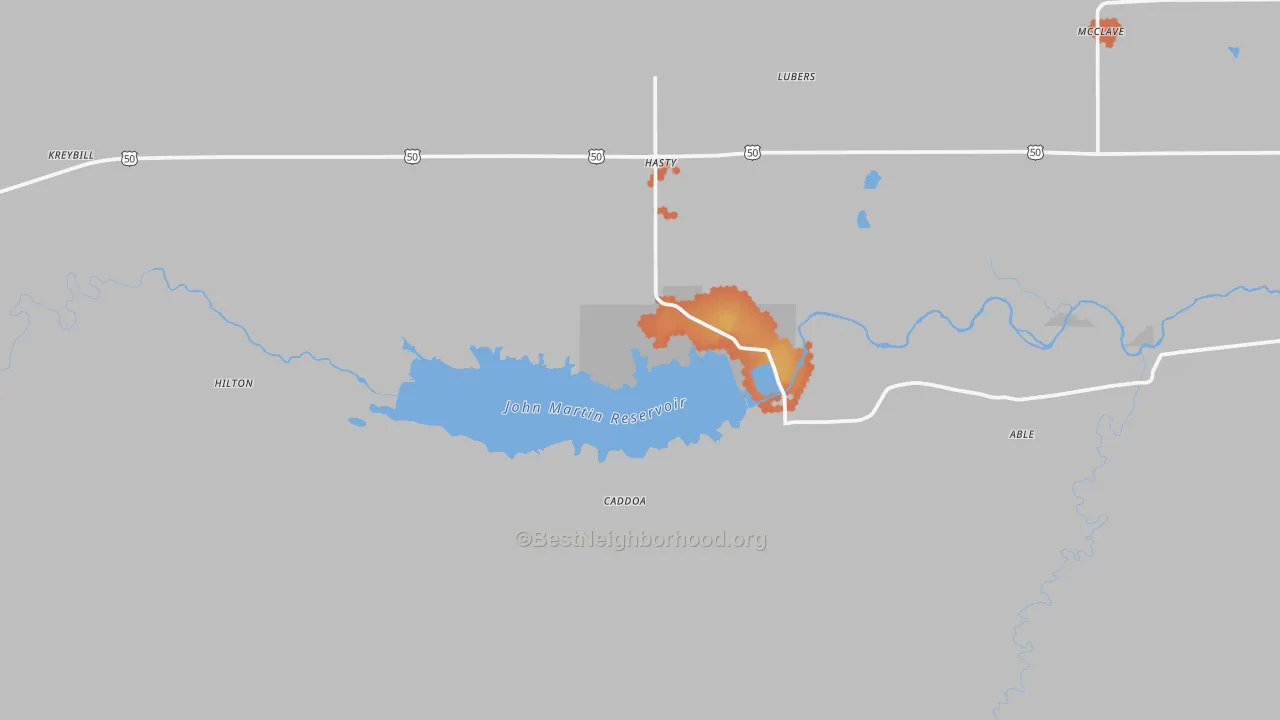 Bike Grade map of Hasty, CO
