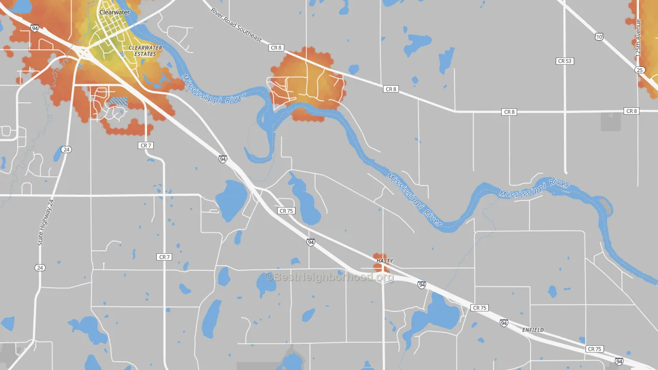 Bike Grade map of Hasty, MN