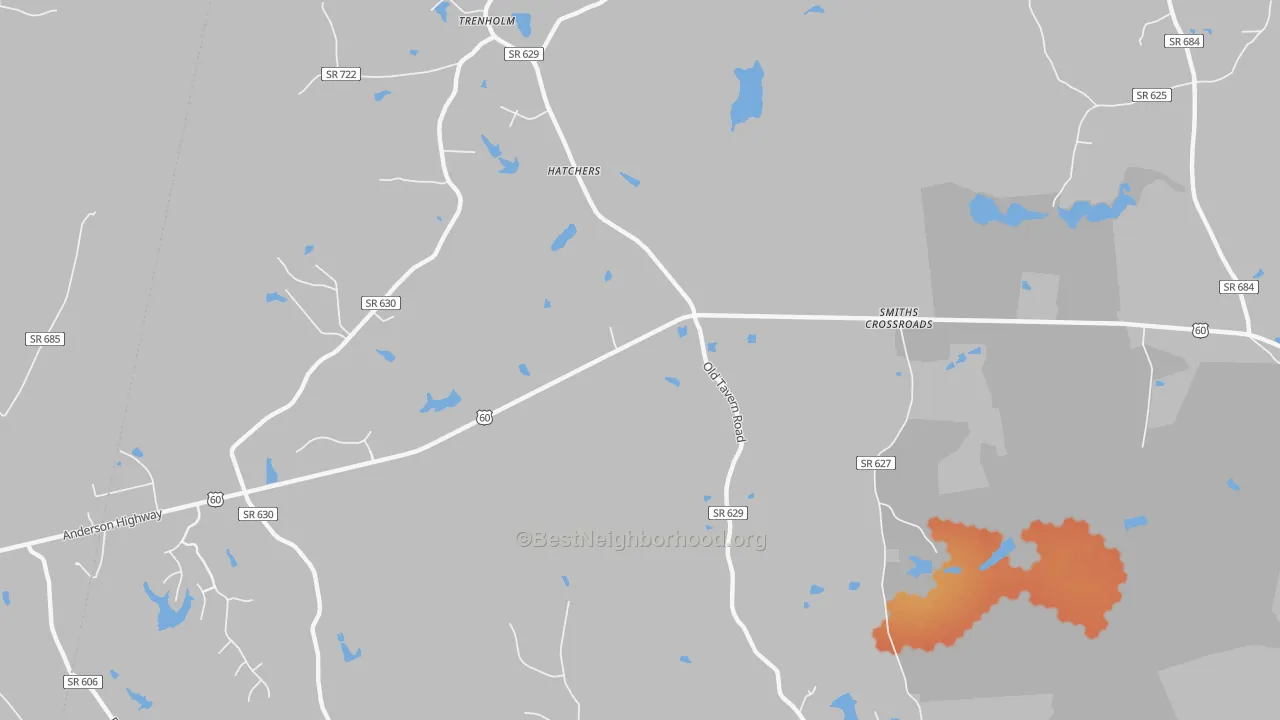 Bike Grade map of Hatchers, VA