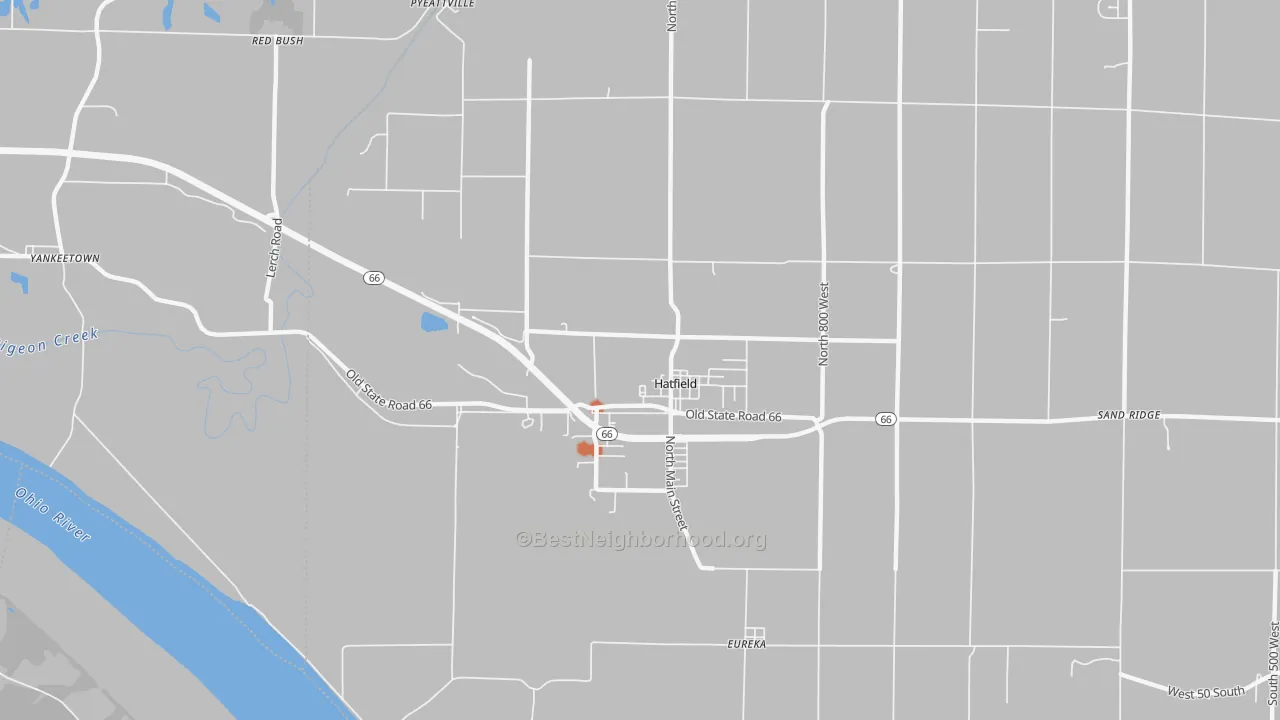 Bike Grade map of Hatfield, IN