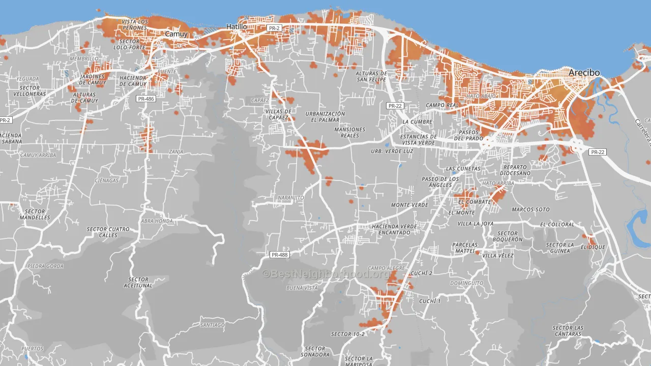Bike Grade map of Hatillo Municipio, PR