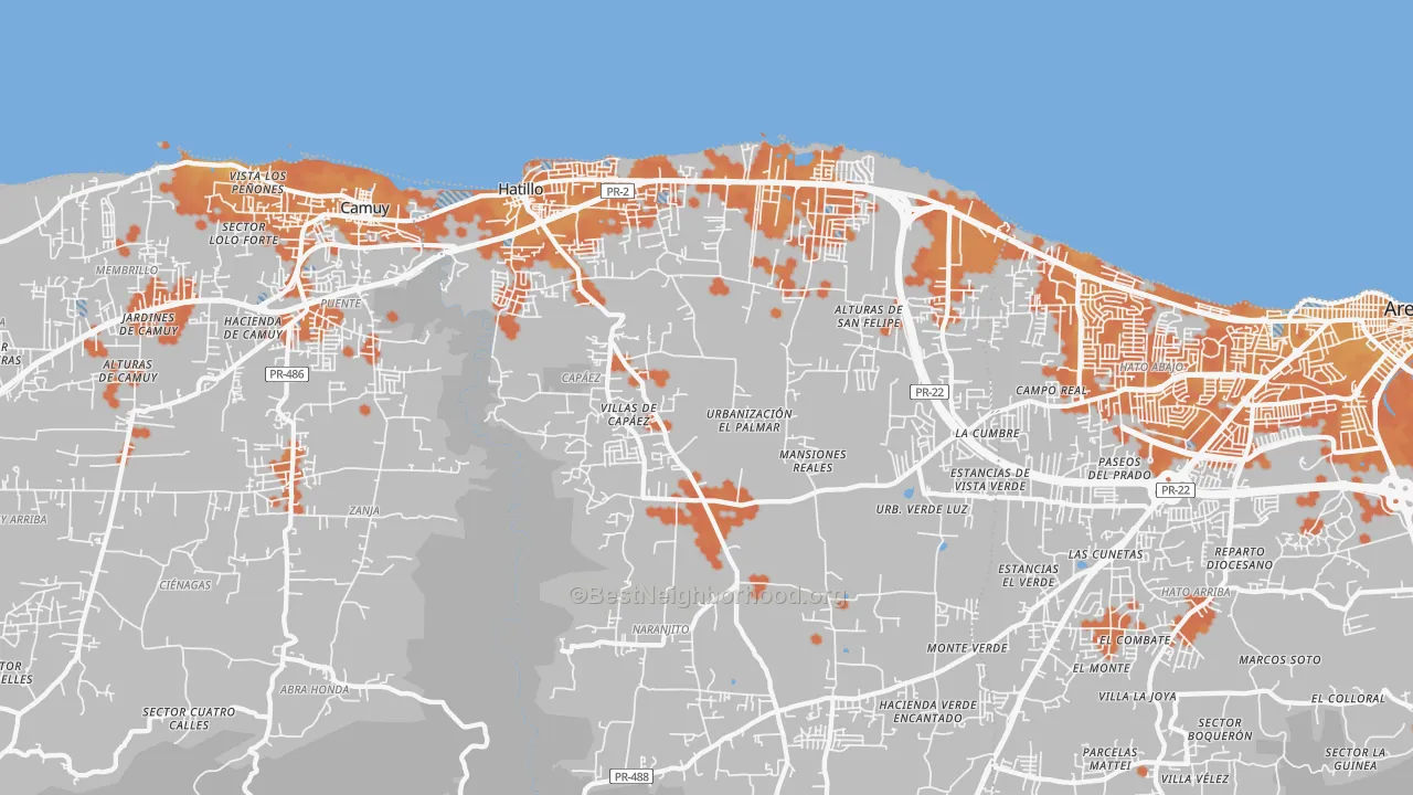 Bike Grade map of Hatillo, PR