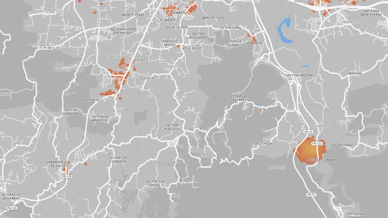 Bike Grade map of Hato Viejo, PR