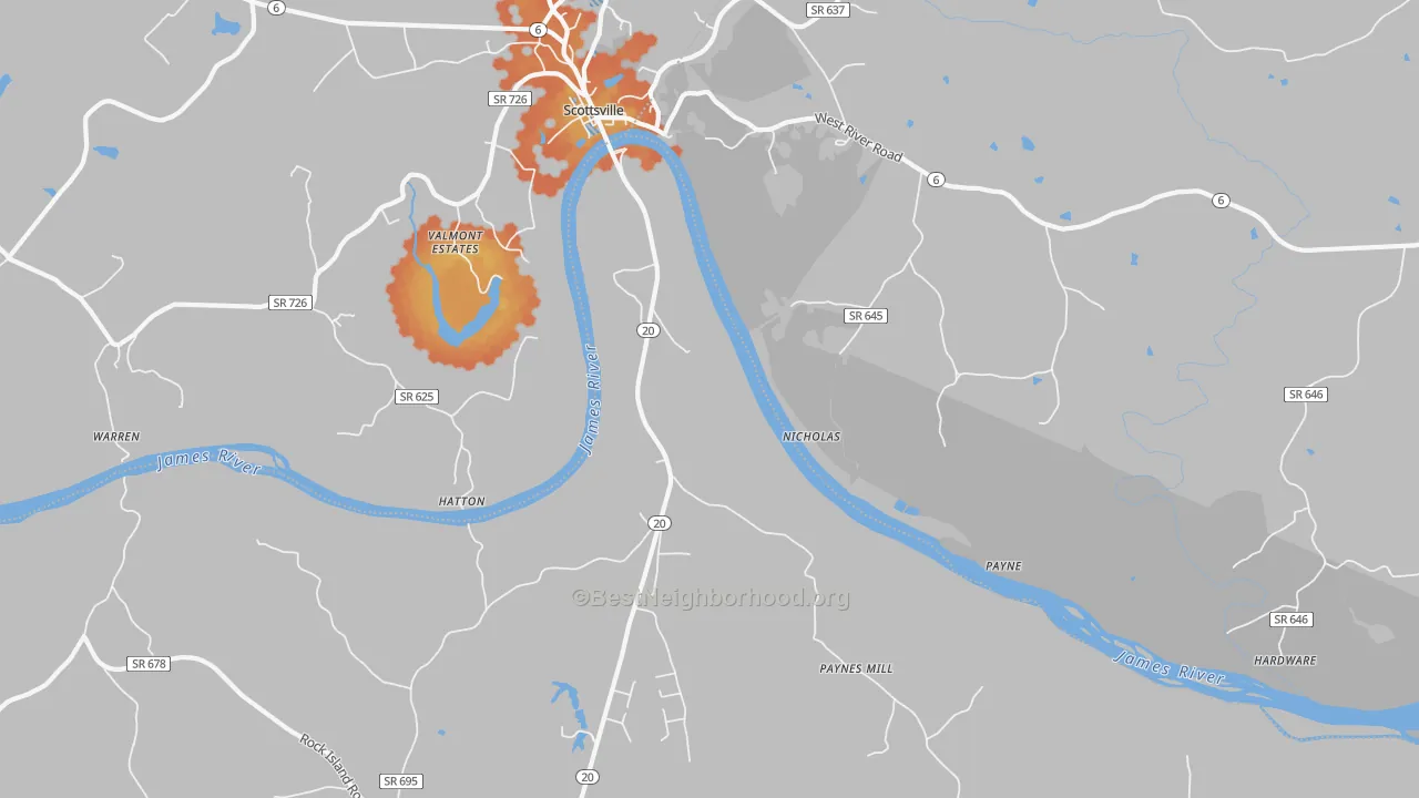 Bike Grade map of Hatton, VA