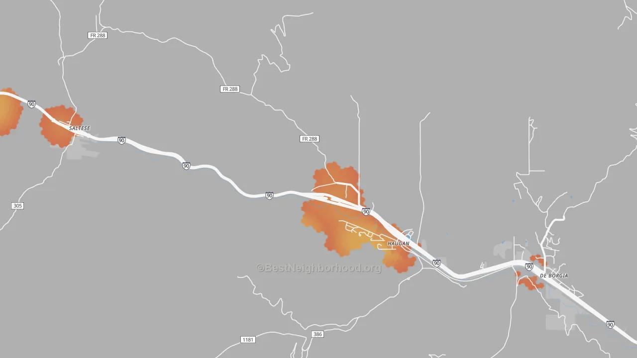 Bike Grade map of Haugan, MT