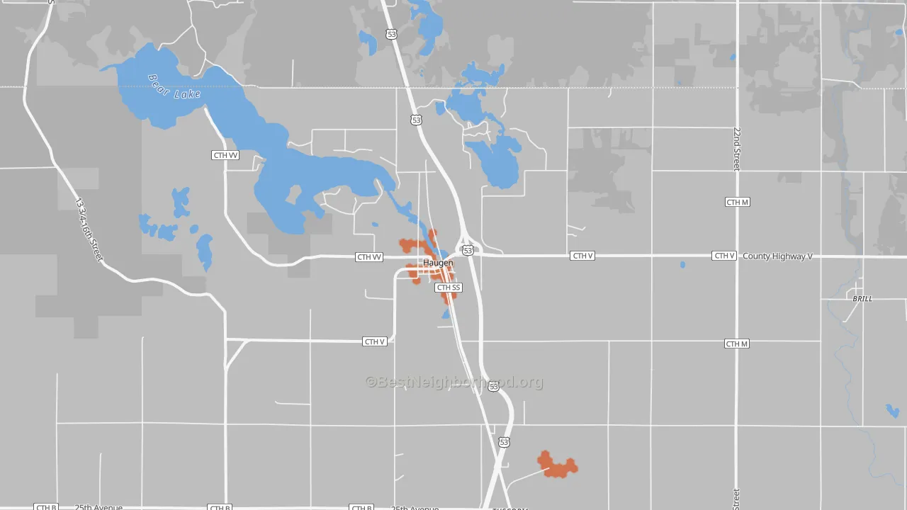 Bike Grade map of Haugen, WI