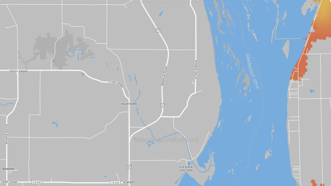 Bike Grade map of Hauntown, IA