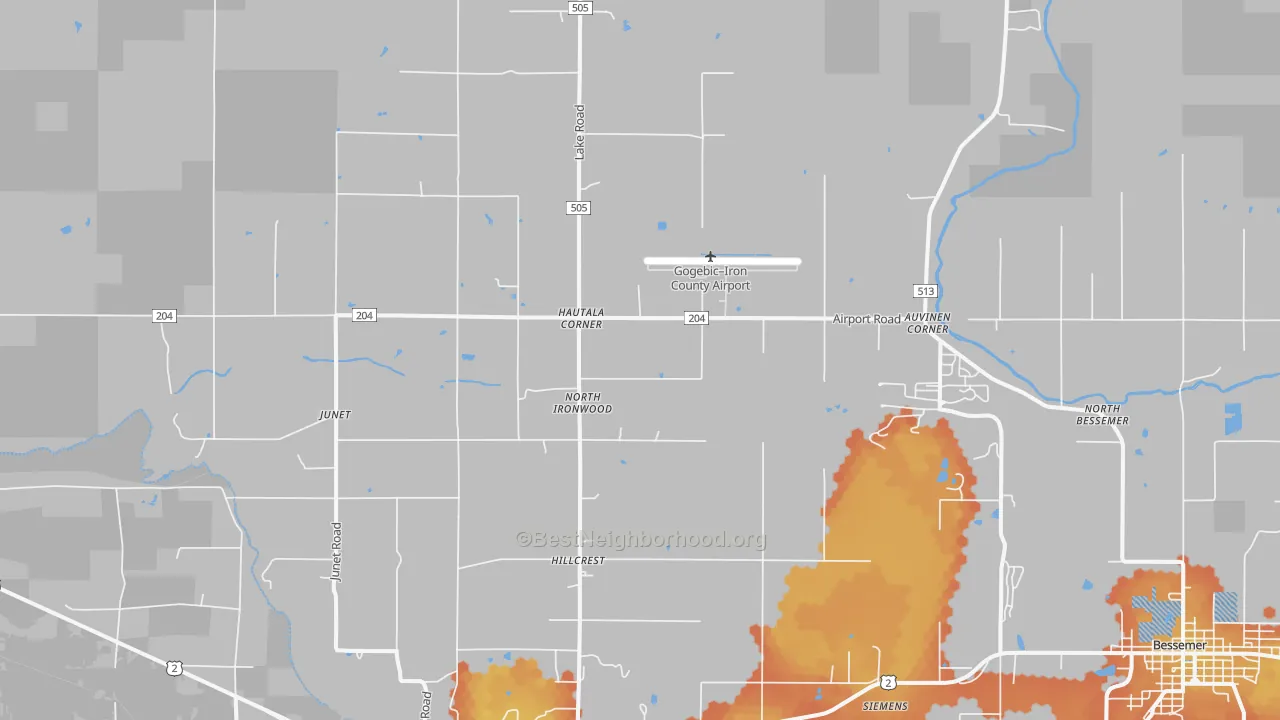 Bike Grade map of Hautala Corner, MI