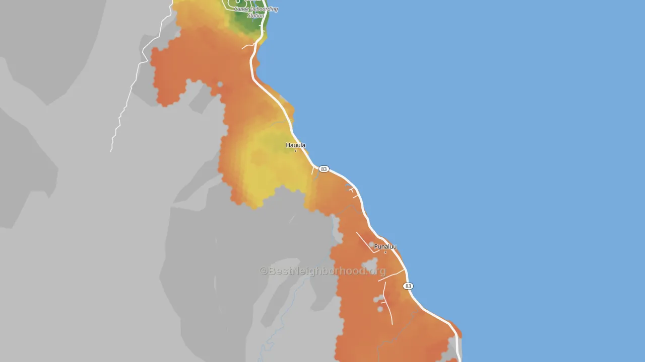 Bike Grade map of Hauula, HI