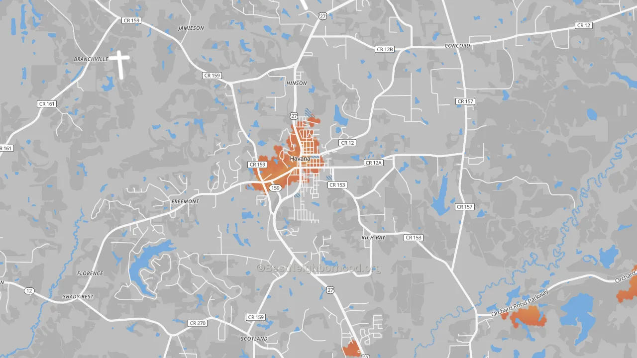 Bike Grade map of Havana, FL