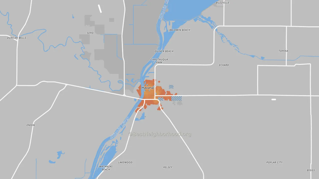 Bike Grade map of Havana, IL