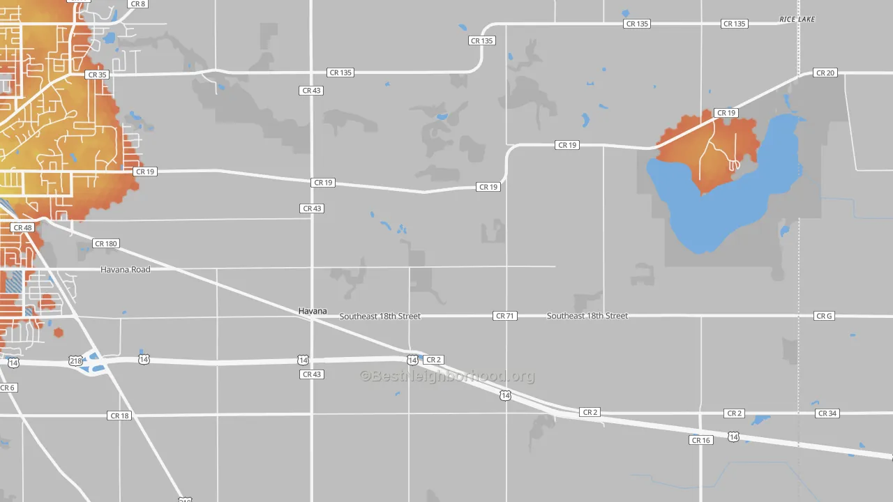 Bike Grade map of Havana, MN