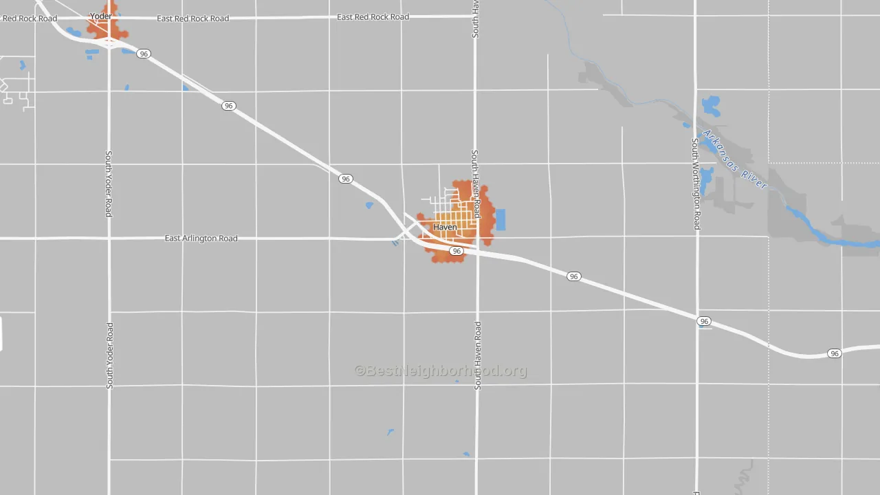 Bike Grade map of Haven, KS