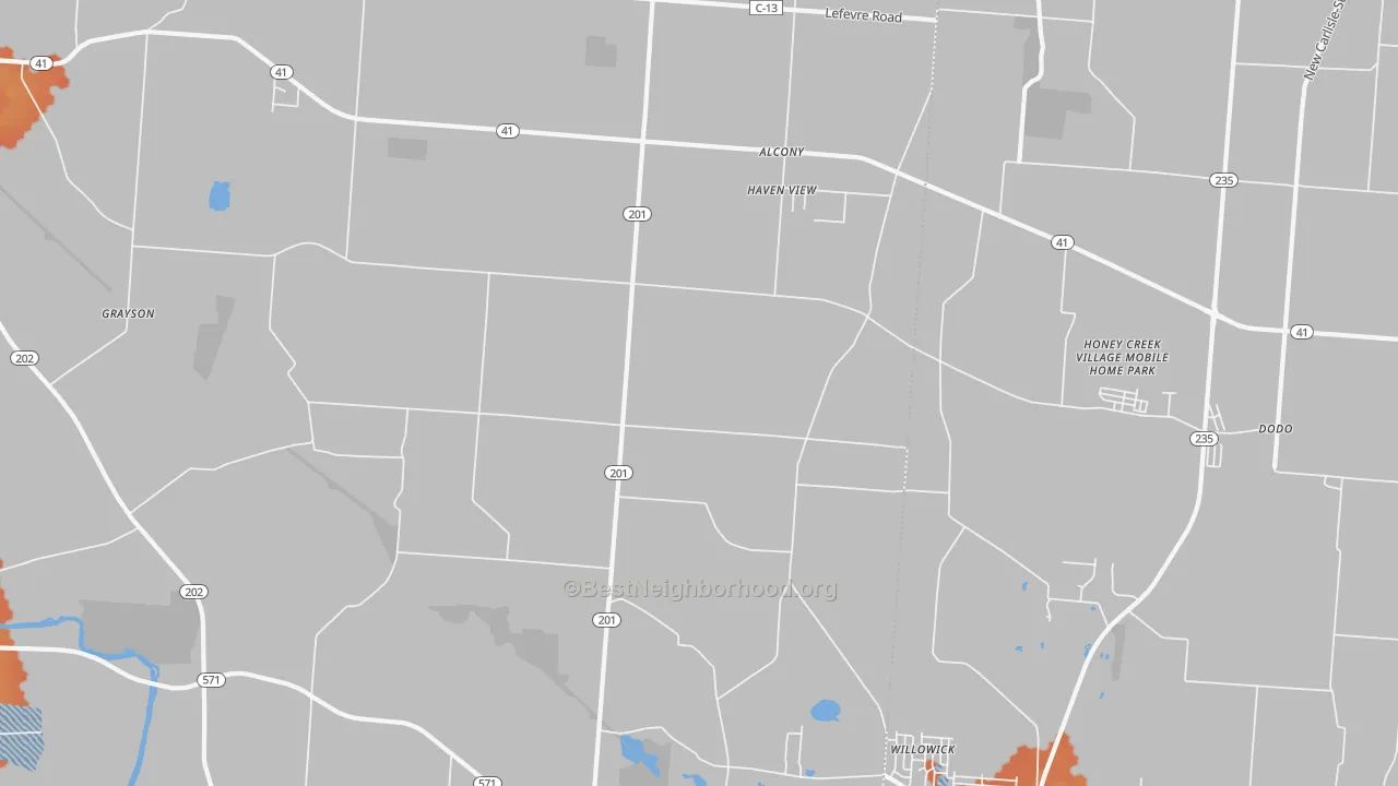 Bike Grade map of Haven View, OH