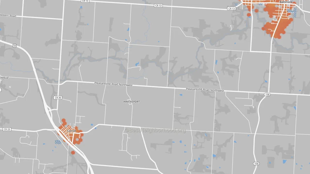 Bike Grade map of Havensport, OH