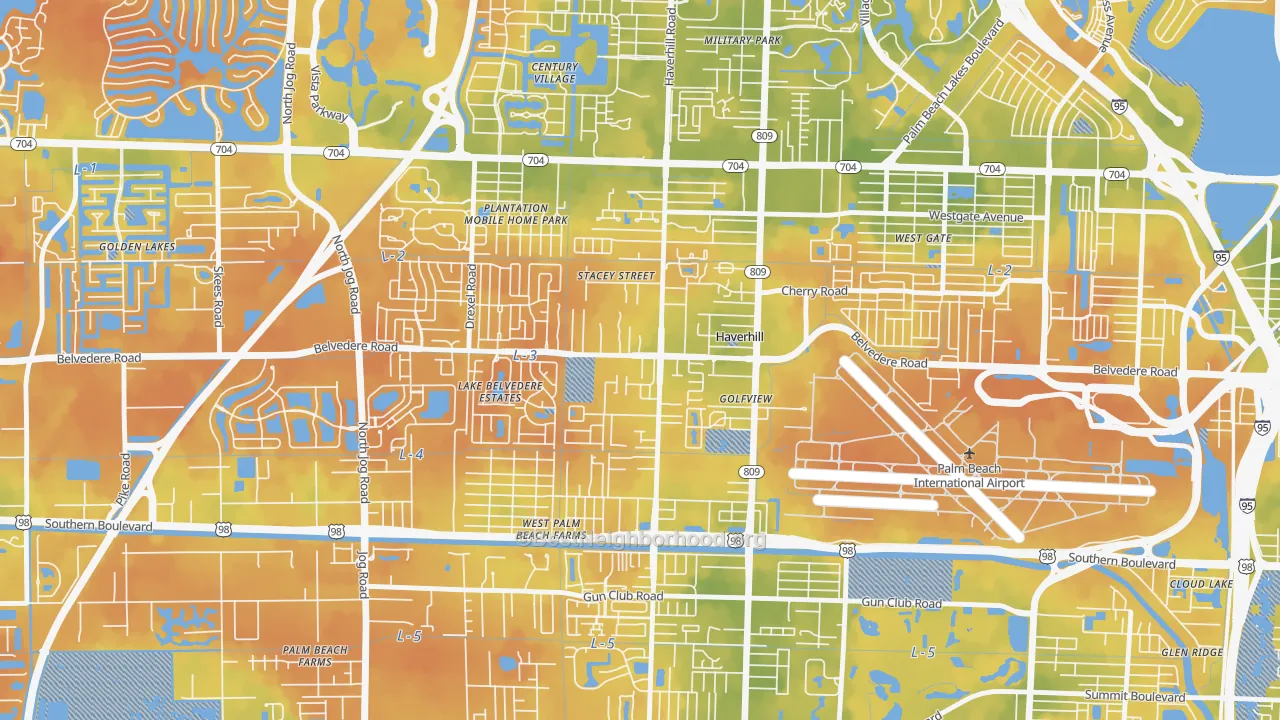 Bike Grade map of Haverhill, FL