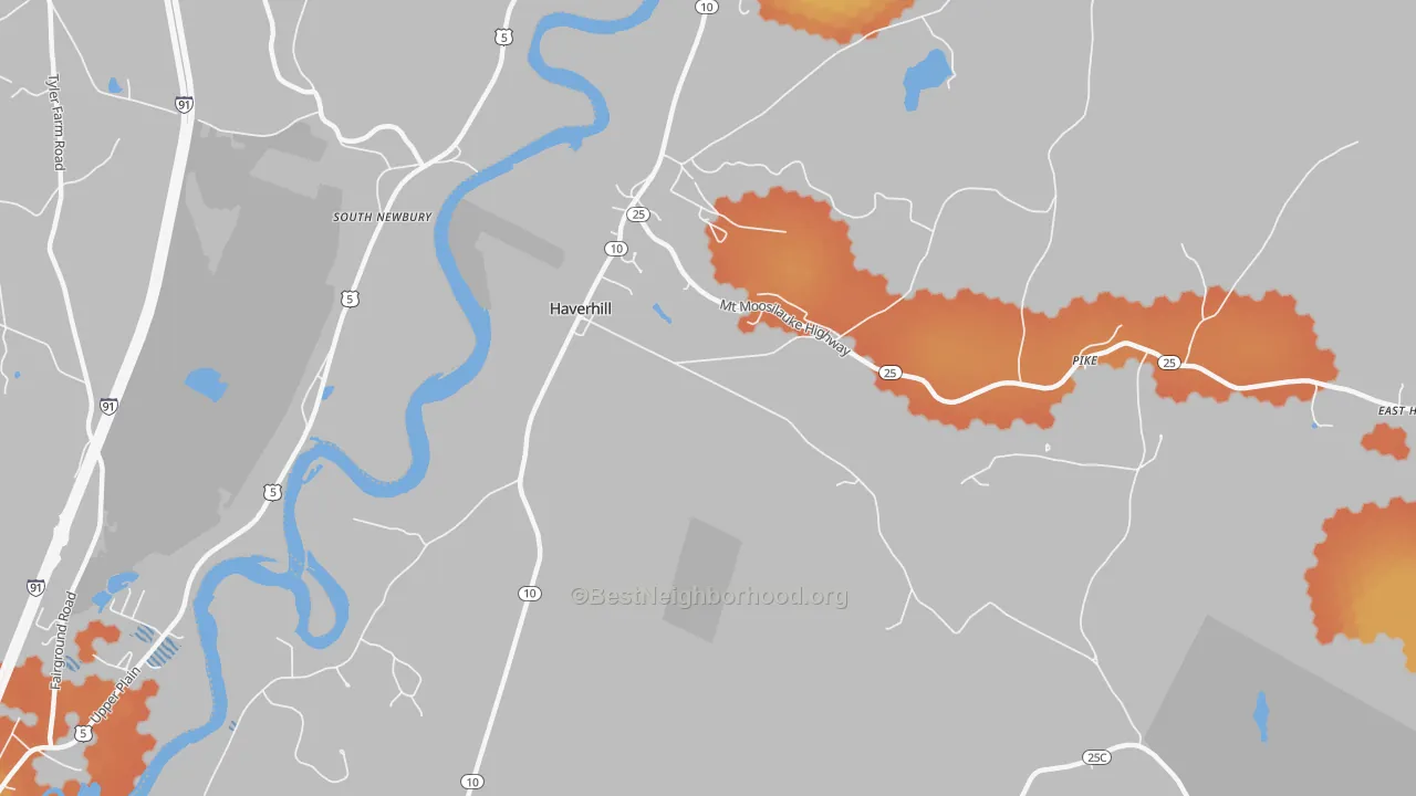 Bike Grade map of Haverhill, NH