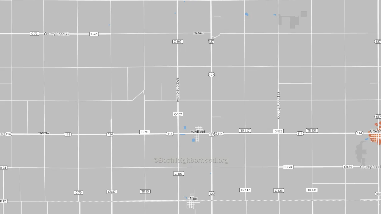Bike Grade map of Haviland, OH
