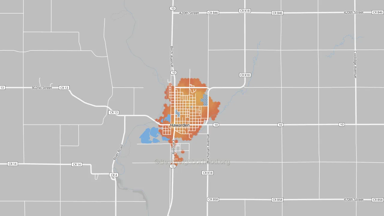 Bike Grade map of Hawarden, IA