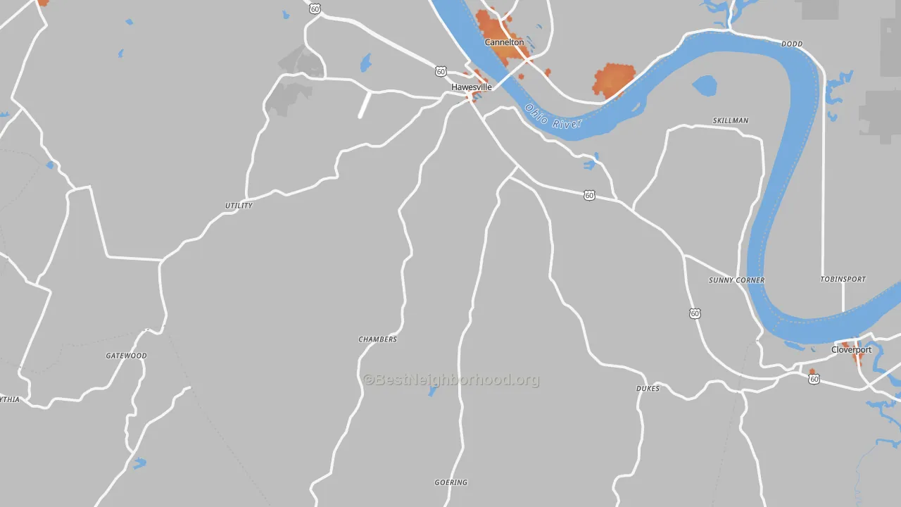 Bike Grade map of Hawesville, KY