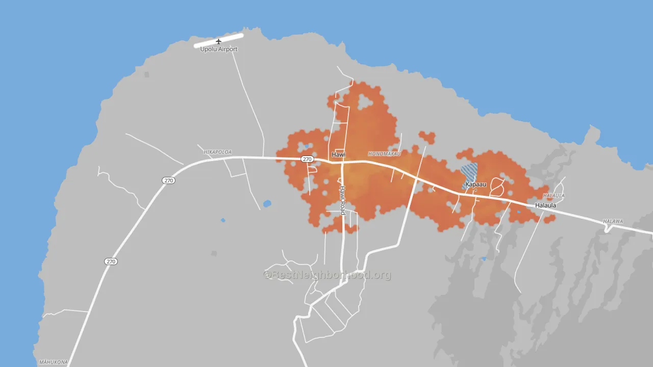 Bike Grade map of Hawi, HI