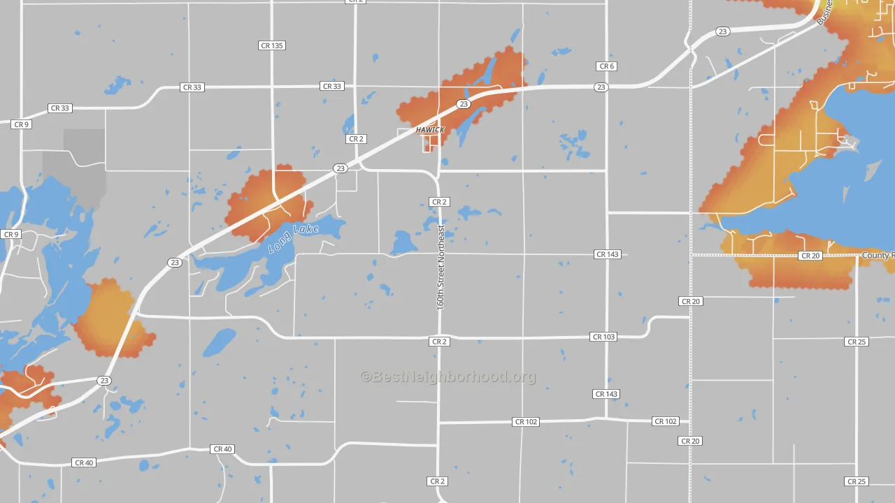 Bike Grade map of Hawick, MN
