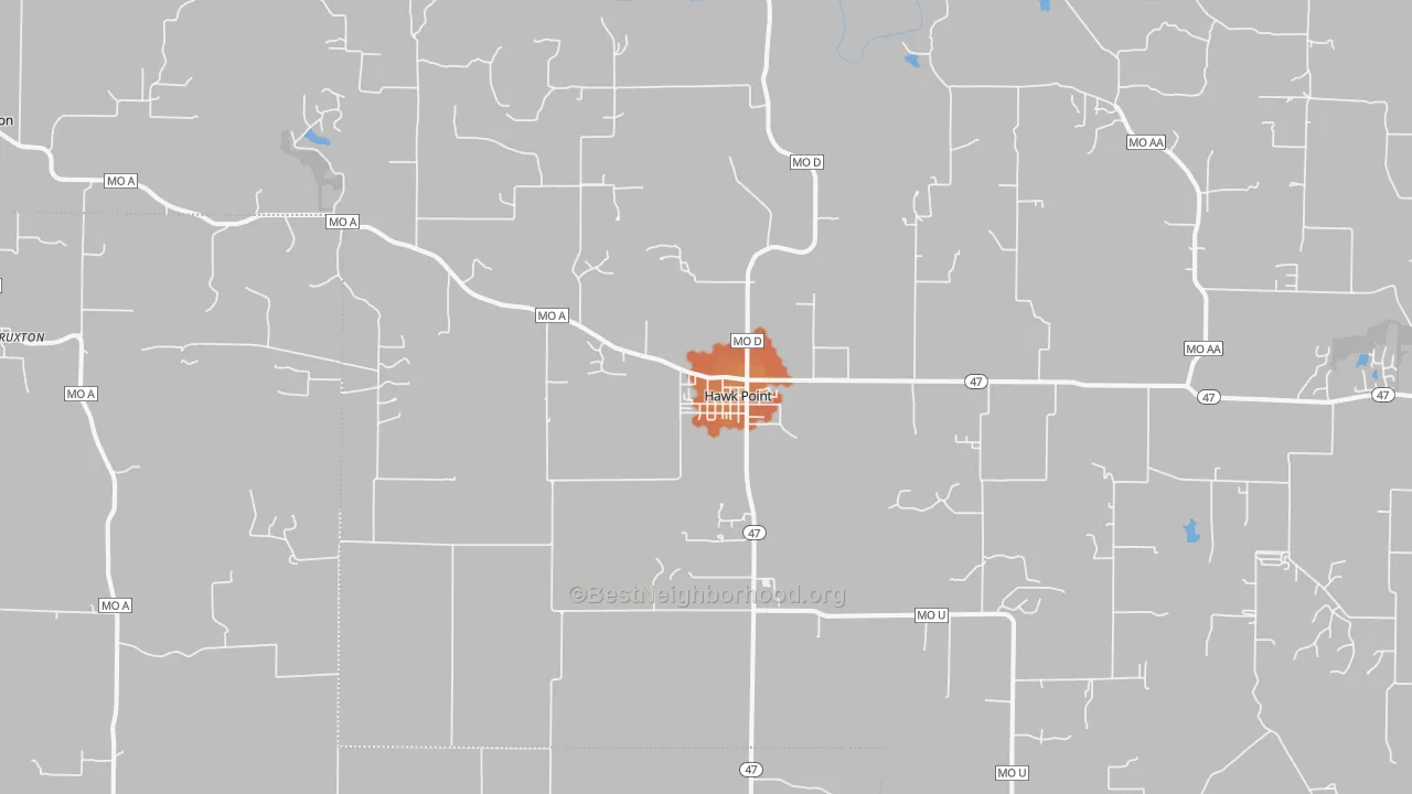 Bike Grade map of Hawk Point, MO