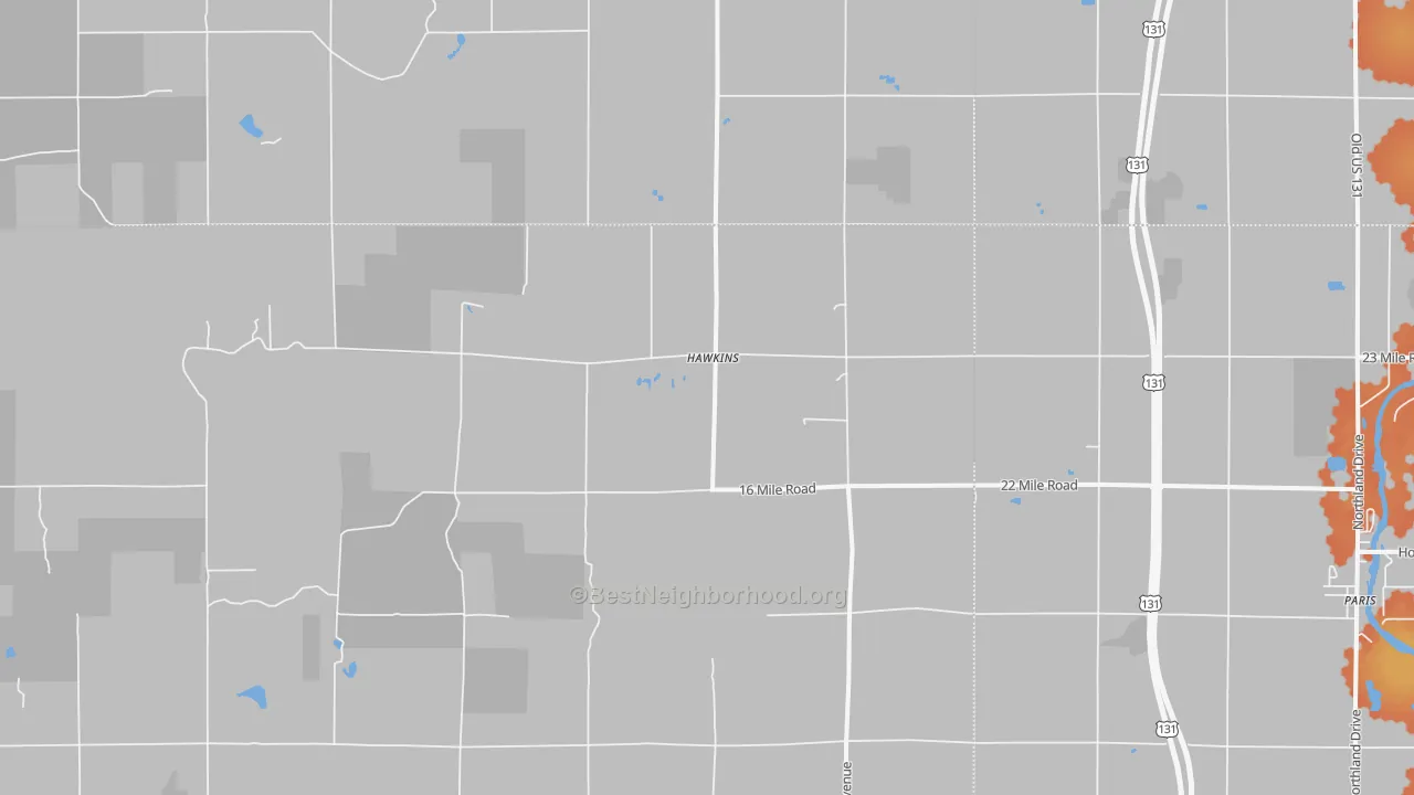Bike Grade map of Hawkins, MI