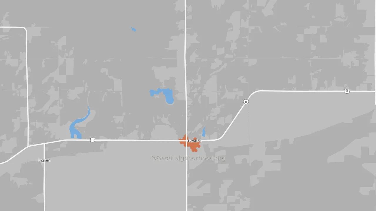 Bike Grade map of Hawkins, WI