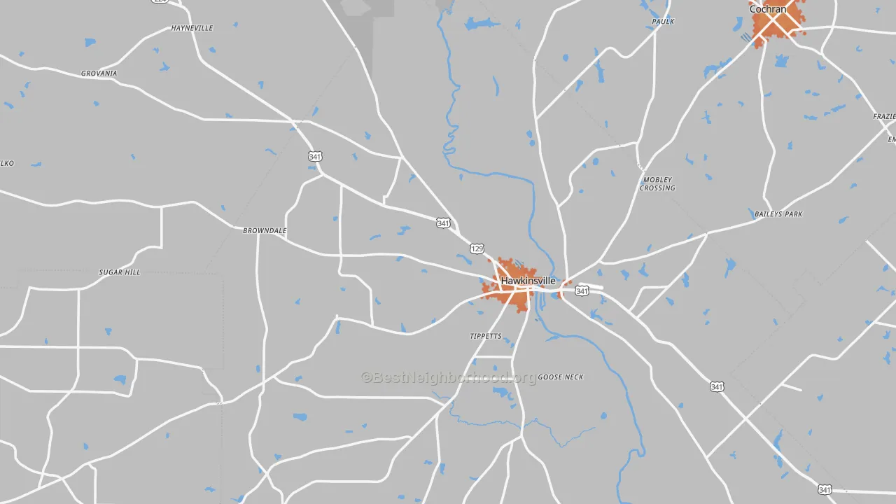 Bike Grade map of Hawkinsville, GA