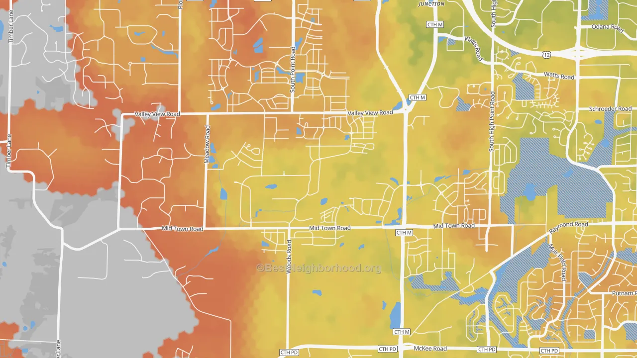 Bike Grade map of Hawk's Landing, Verona, WI