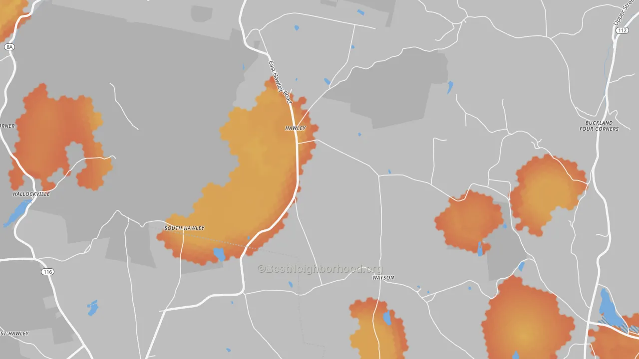 Bike Grade map of Hawley, MA