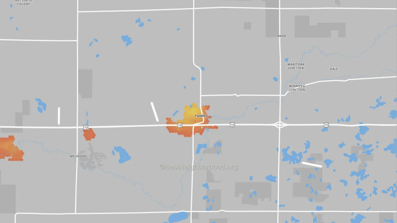 Bike Grade map of Hawley, MN
