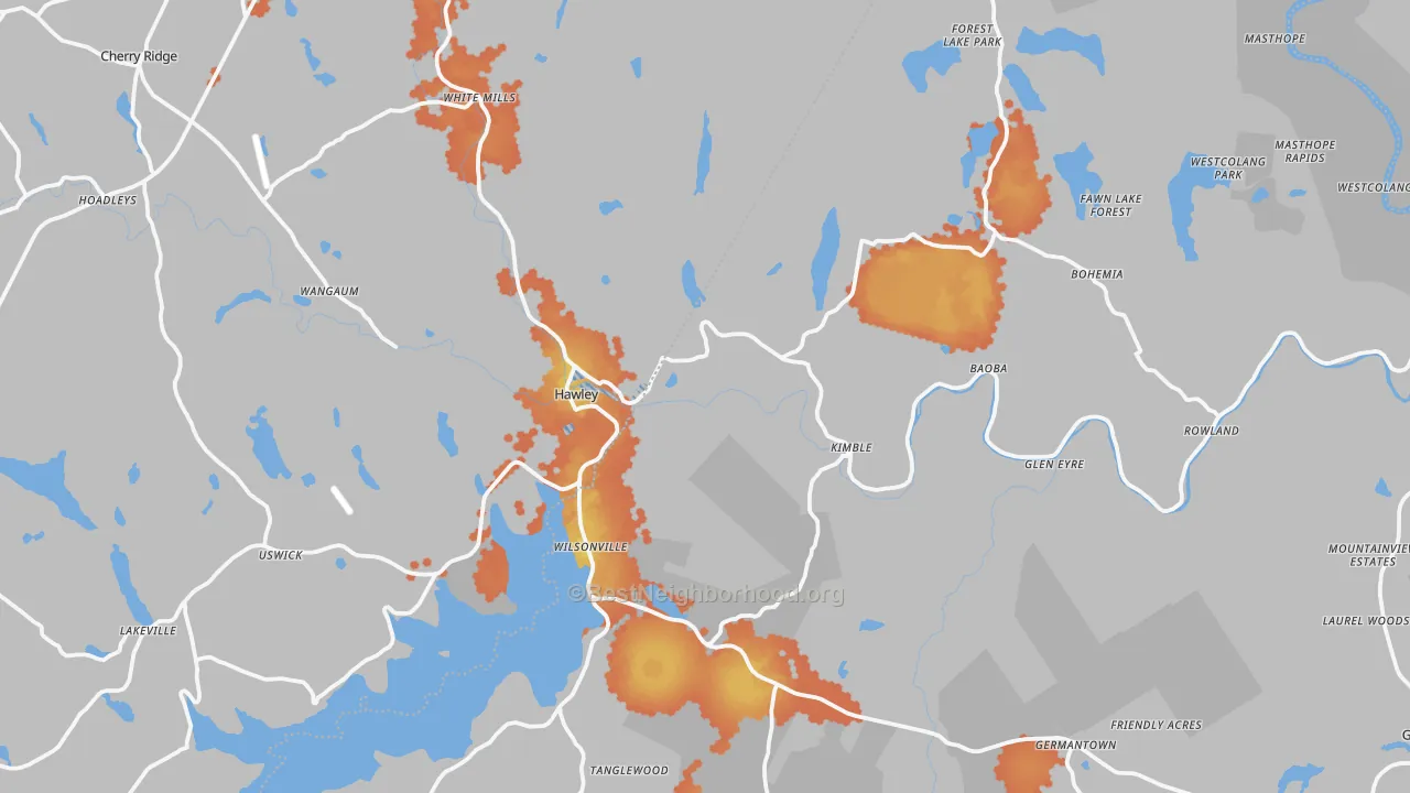 Bike Grade map of Hawley, PA