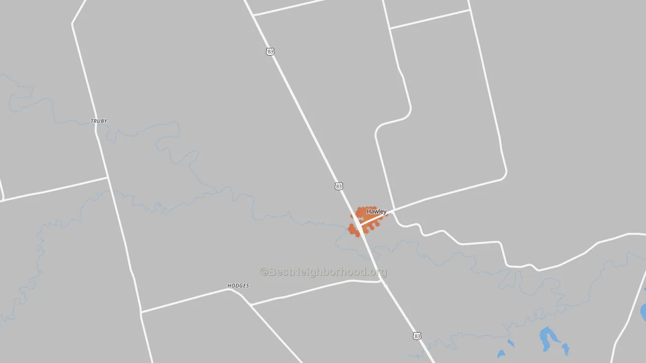 Bike Grade map of Hawley, TX