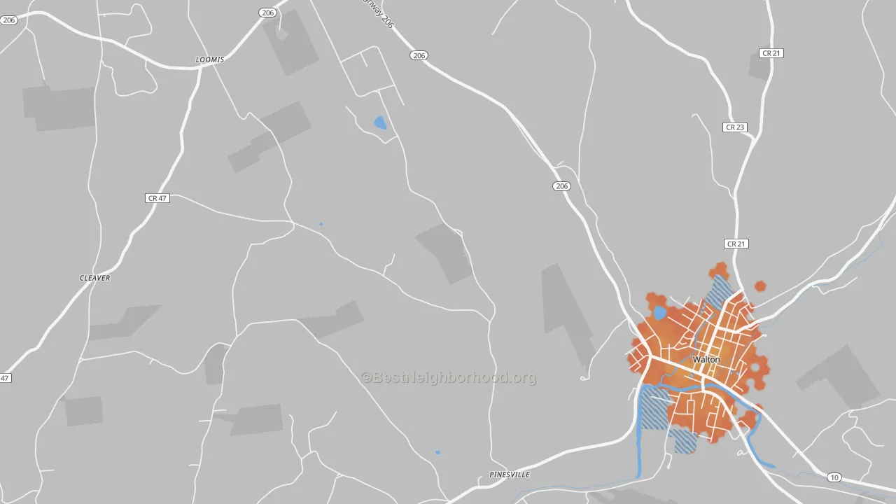 Bike Grade map of Hawleys, NY