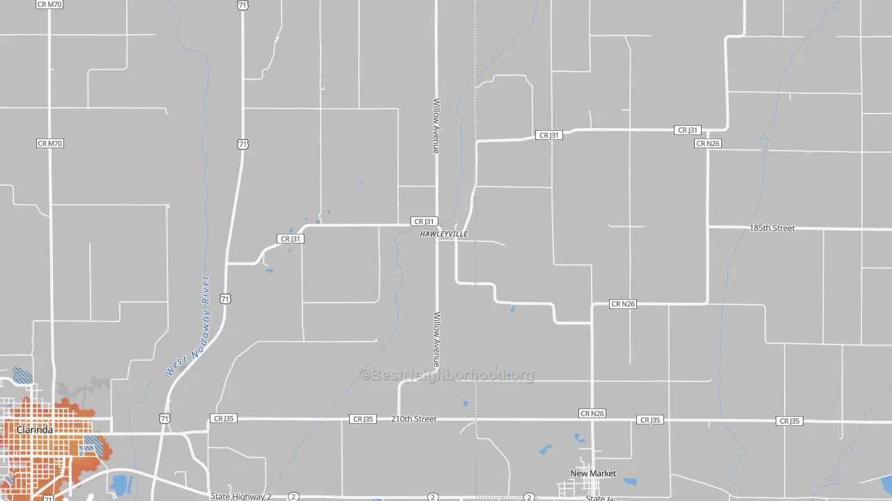 Bike Grade map of Hawleyville, IA