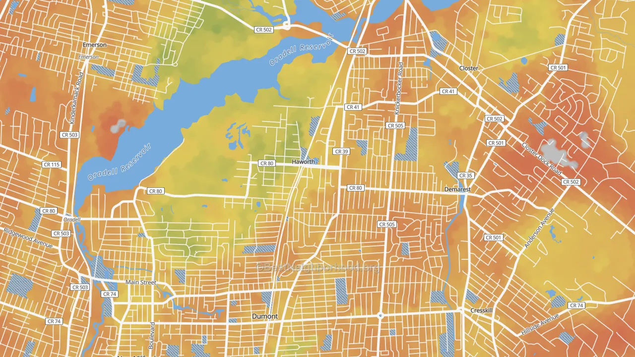 Bike Grade map of Haworth, NJ