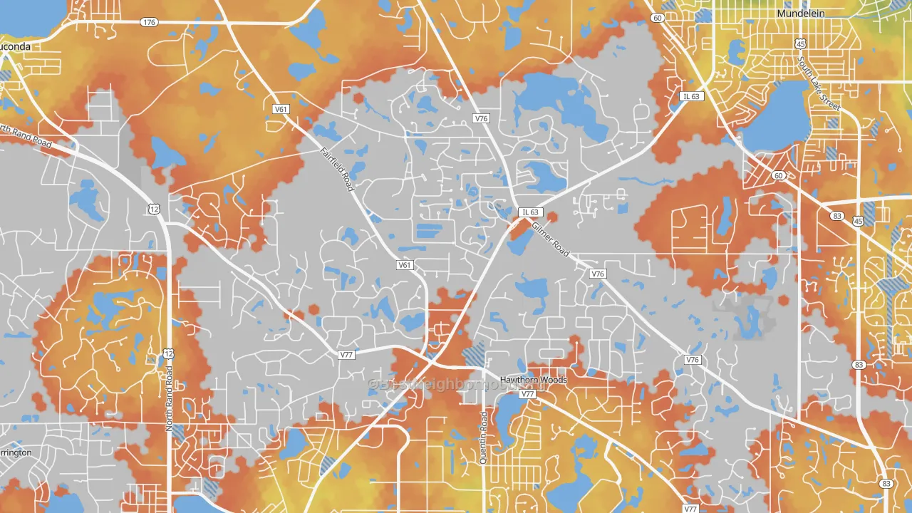 Bike Grade map of Hawthorn Woods, IL