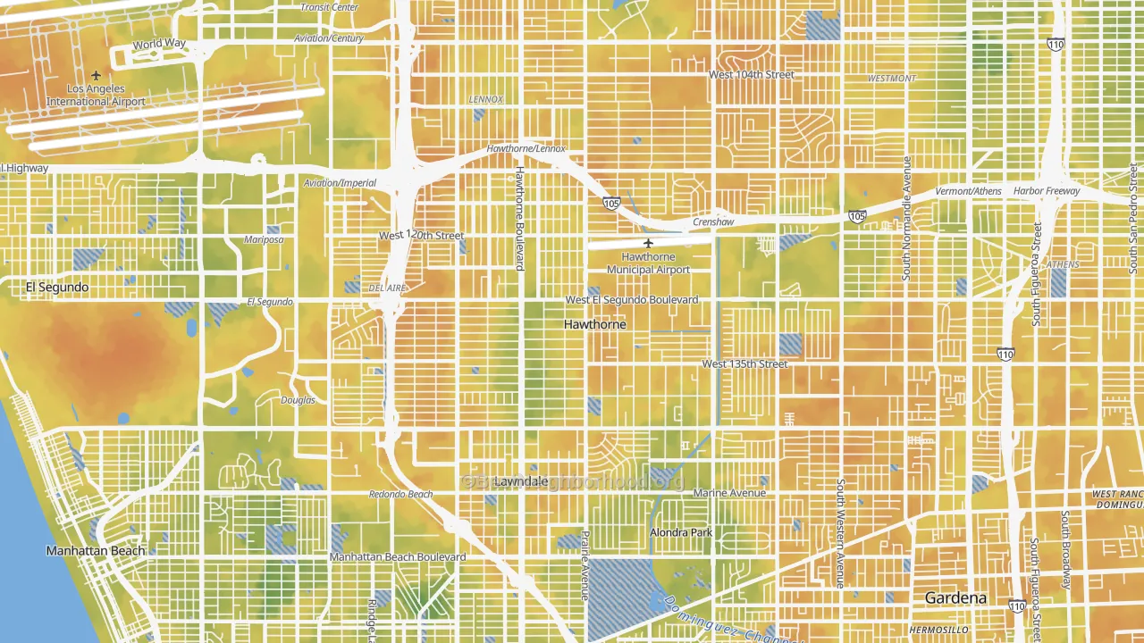 Bike Grade map of Hawthorne, CA