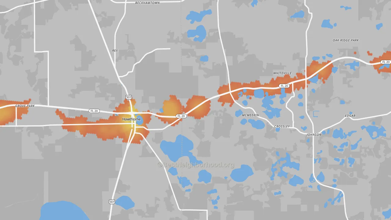 Bike Grade map of Hawthorne, FL