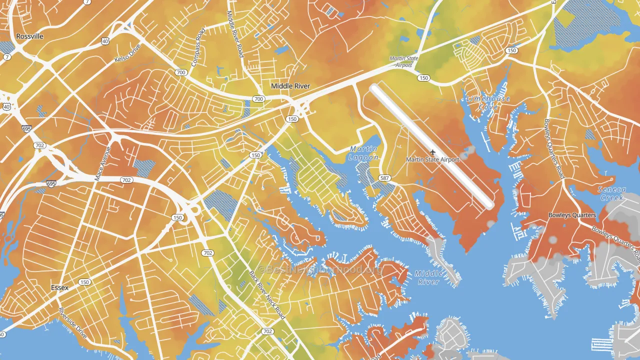 Bike Grade map of Hawthorne, Middle River, MD