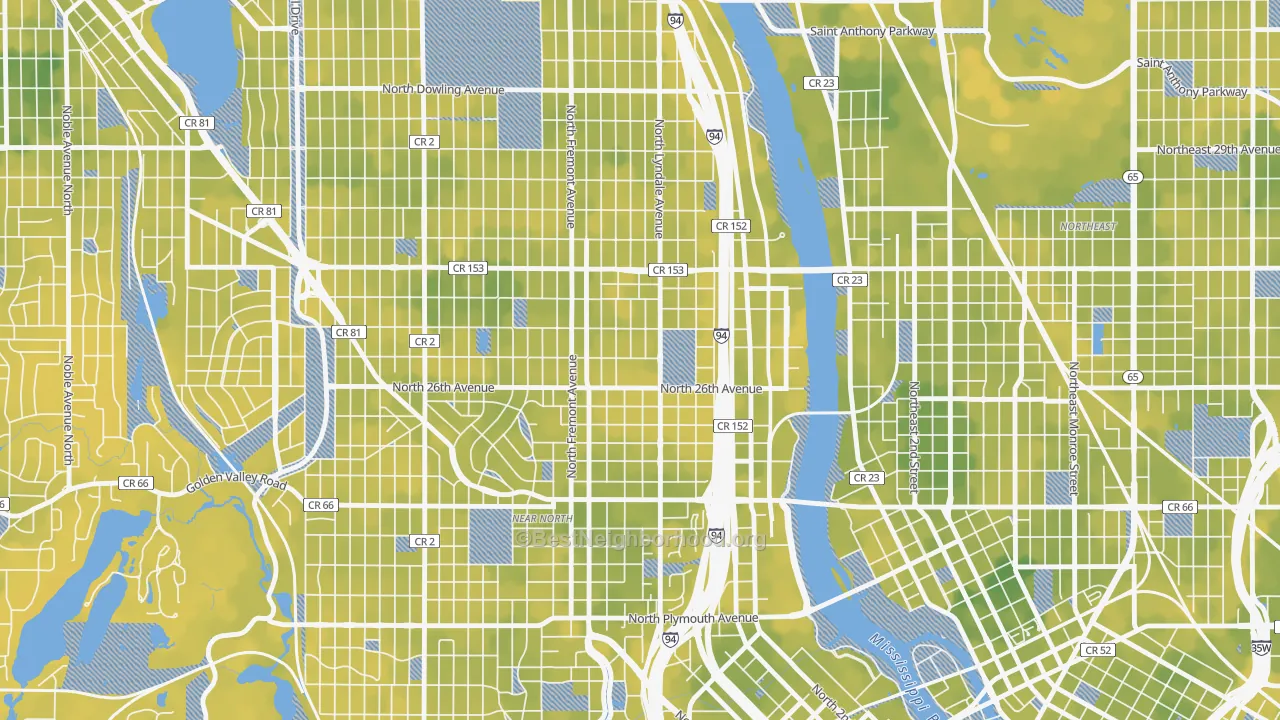 Bike Grade map of Hawthorne, Minneapolis, MN