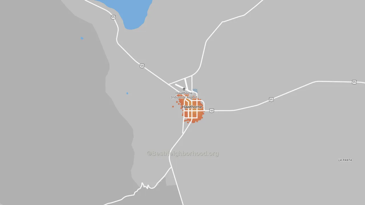 Bike Grade map of Hawthorne, NV