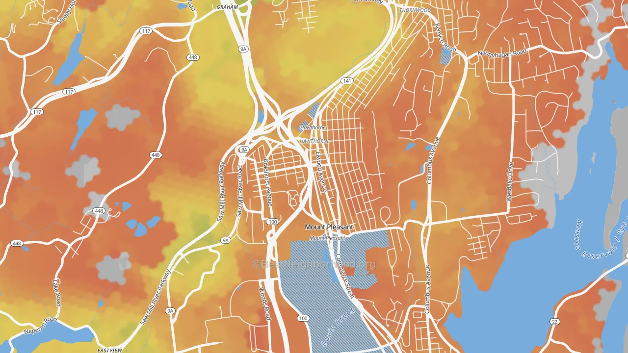 Bike Grade map of Hawthorne, NY