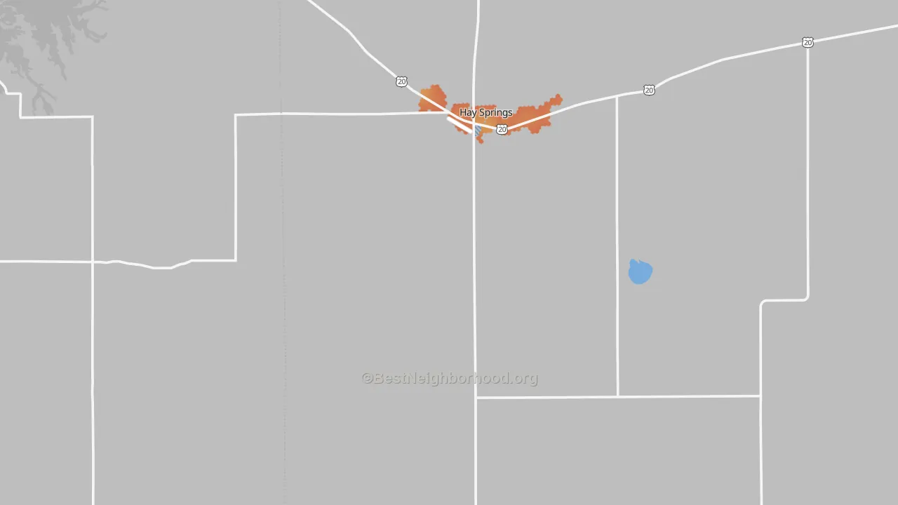 Bike Grade map of Hay Springs, NE