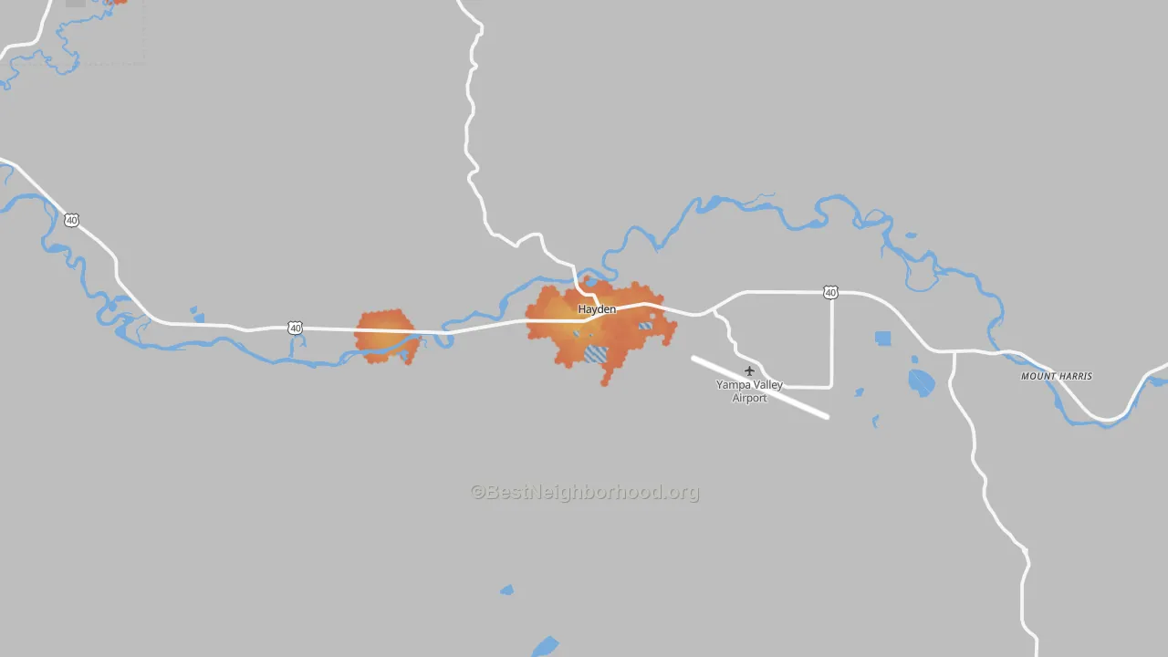 Bike Grade map of Hayden, CO