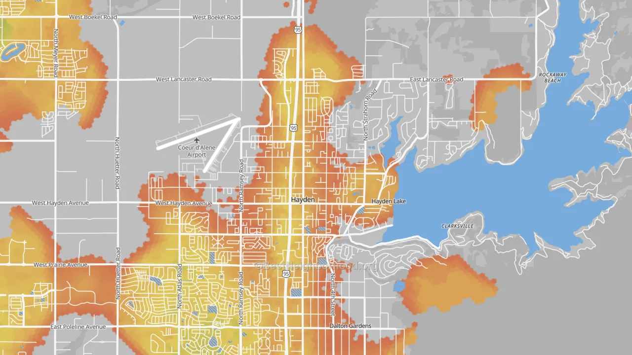 Bike Grade map of Hayden, ID
