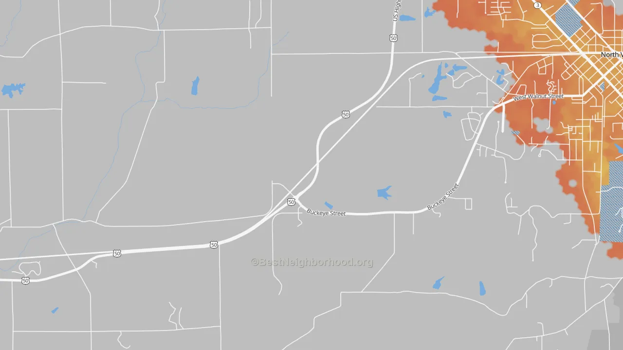 Bike Grade map of Hayden, IN